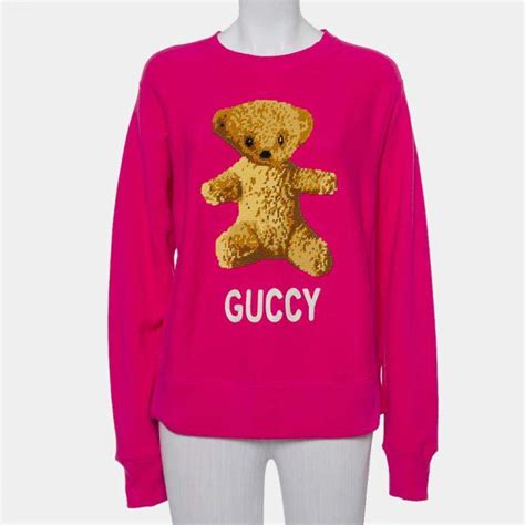 gucci pink tennis sweatshirt|gucci teddy bear sweatshirt.